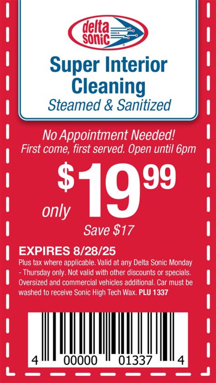 How much is a Delta Sonic interior cleaning?