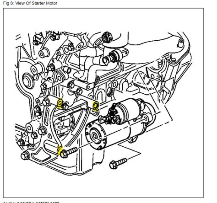 Where is the starter located on a 2006 Nissan Pathfinder?